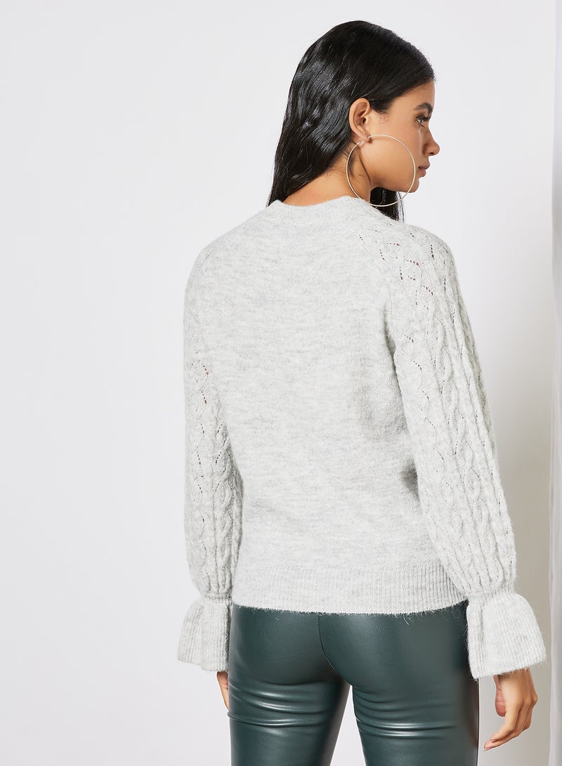 Flared Sleeve Sweater Grey