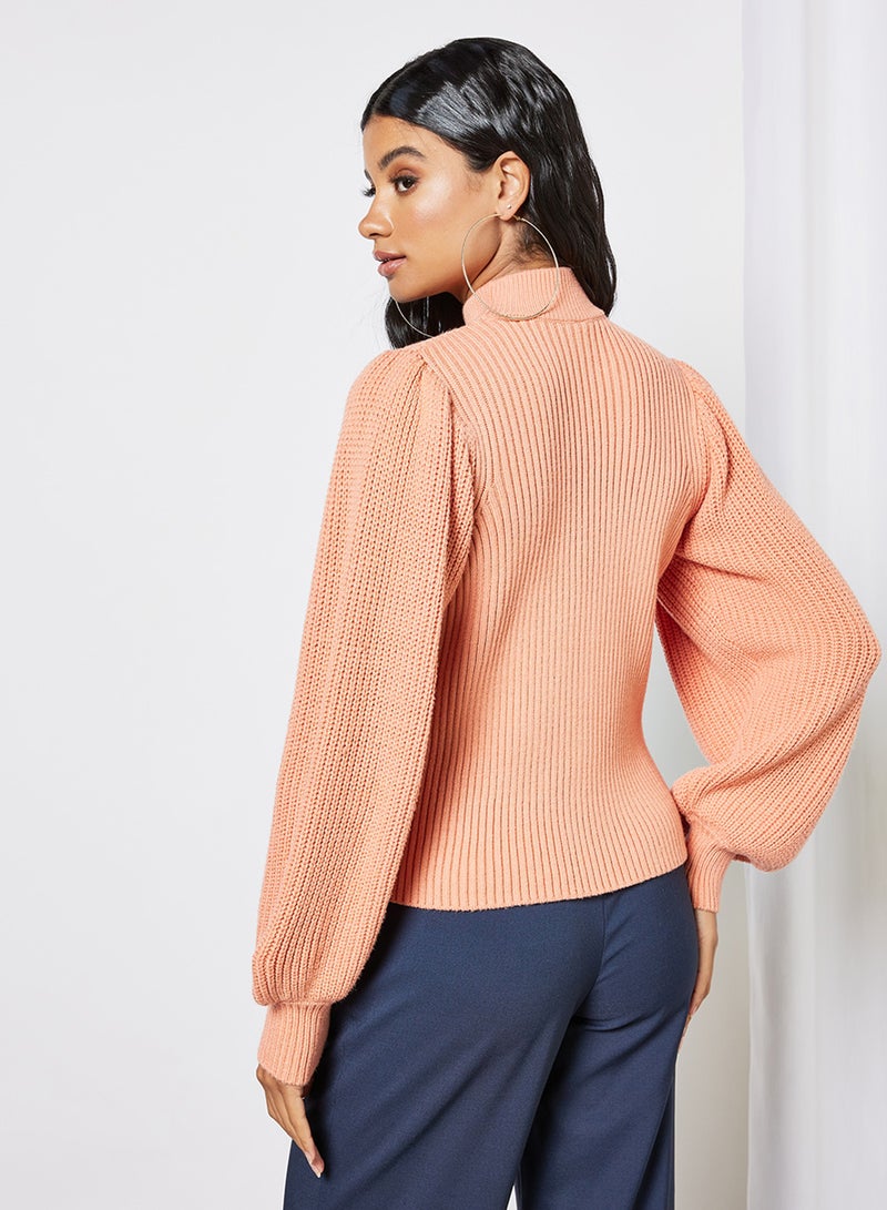 Balloon Sleeve Sweater Orange