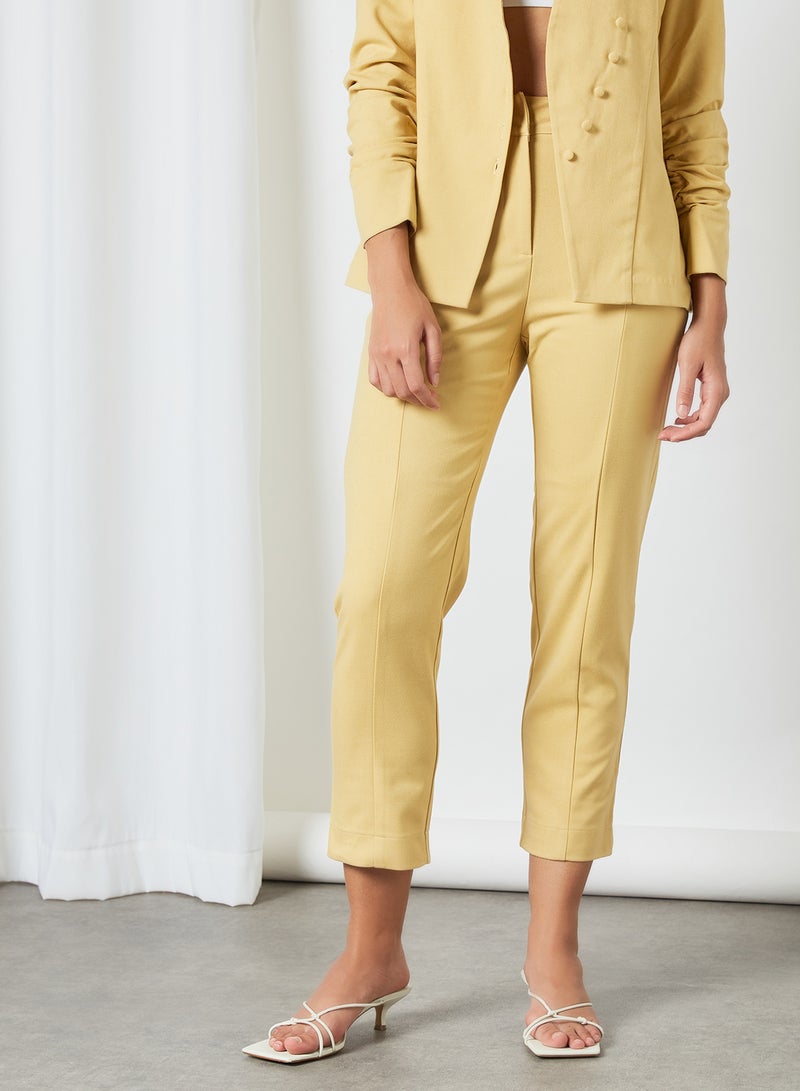 High Waisted Tailored Pants Yellow