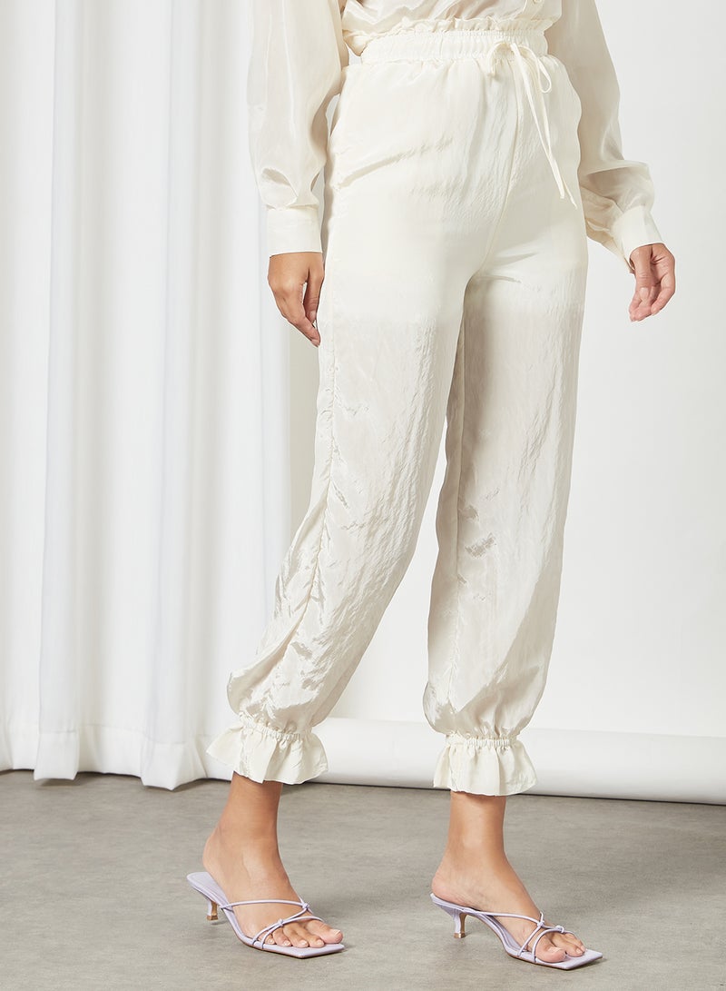 Crinkled Texture Pants Ivory