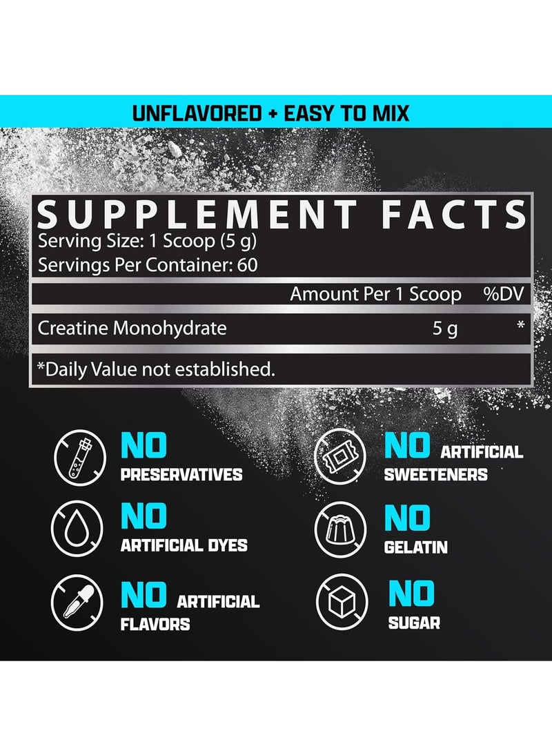 Nutrex Research Creatine Monohydrate Powder - 5g Micronized Creatine Per Serving, Unflavored, 60 Servings