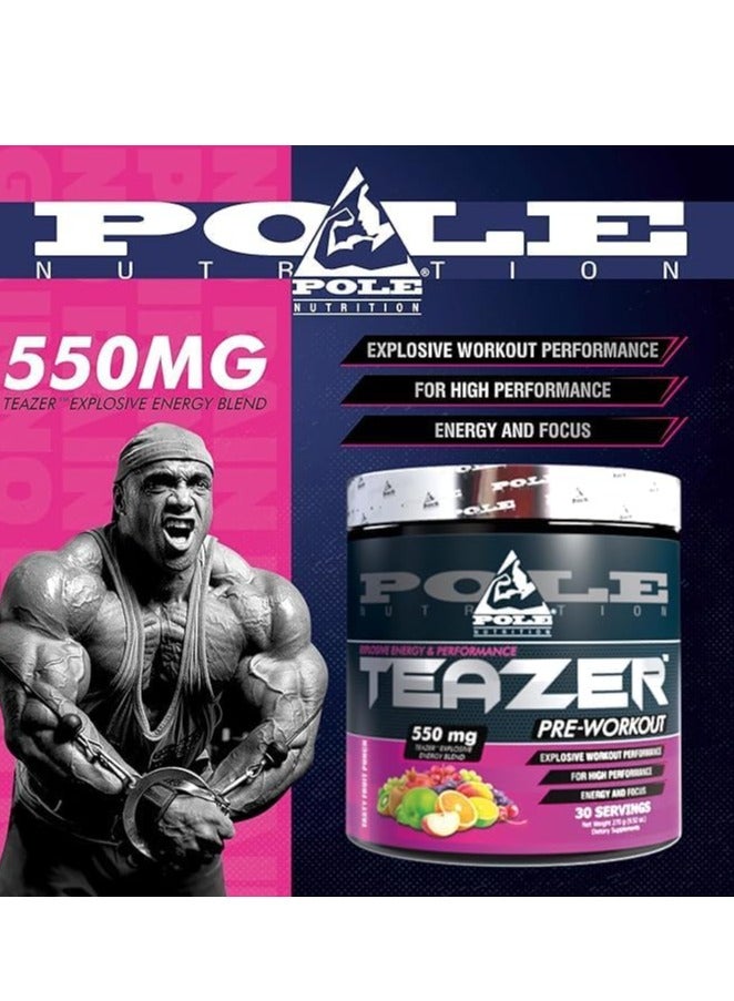 Pole Nutrition Teazer Explosive Pre-Workout Blue Raspberry Food Supplement (30 Servings)