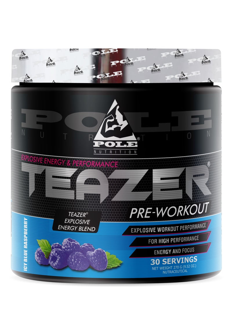 Pole Nutrition Teazer Explosive Pre-Workout Blue Raspberry Food Supplement (30 Servings)