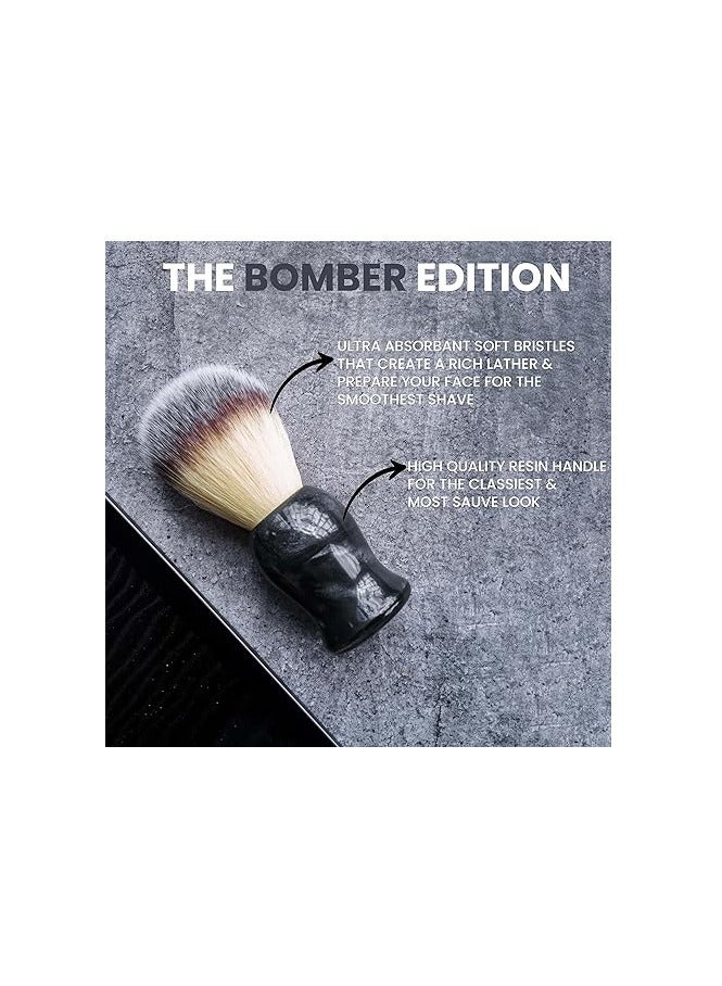 Luxuriously Soft Shaving Brush for Men |Bomber Edition| Experience Premium Cruelty-Free Bristles and Stylish Grey Bomber-Toned Ergonomic Handle for A Shave Like Never Before