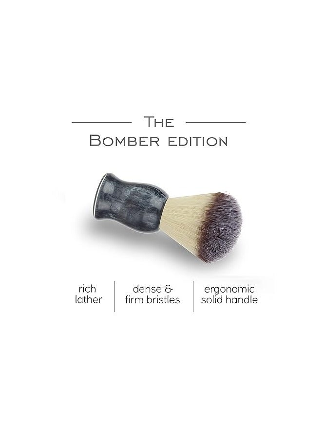 Luxuriously Soft Shaving Brush for Men |Bomber Edition| Experience Premium Cruelty-Free Bristles and Stylish Grey Bomber-Toned Ergonomic Handle for A Shave Like Never Before