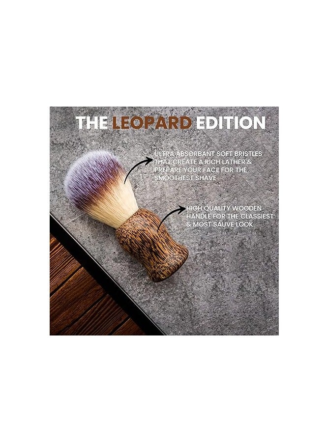 Premium Soft Shaving Brush for Men |Leopard Edition| Experience Luxury Shaving with Cruelty-Free Bristles & Classic Wooden Handle | Designed & Crafted in India