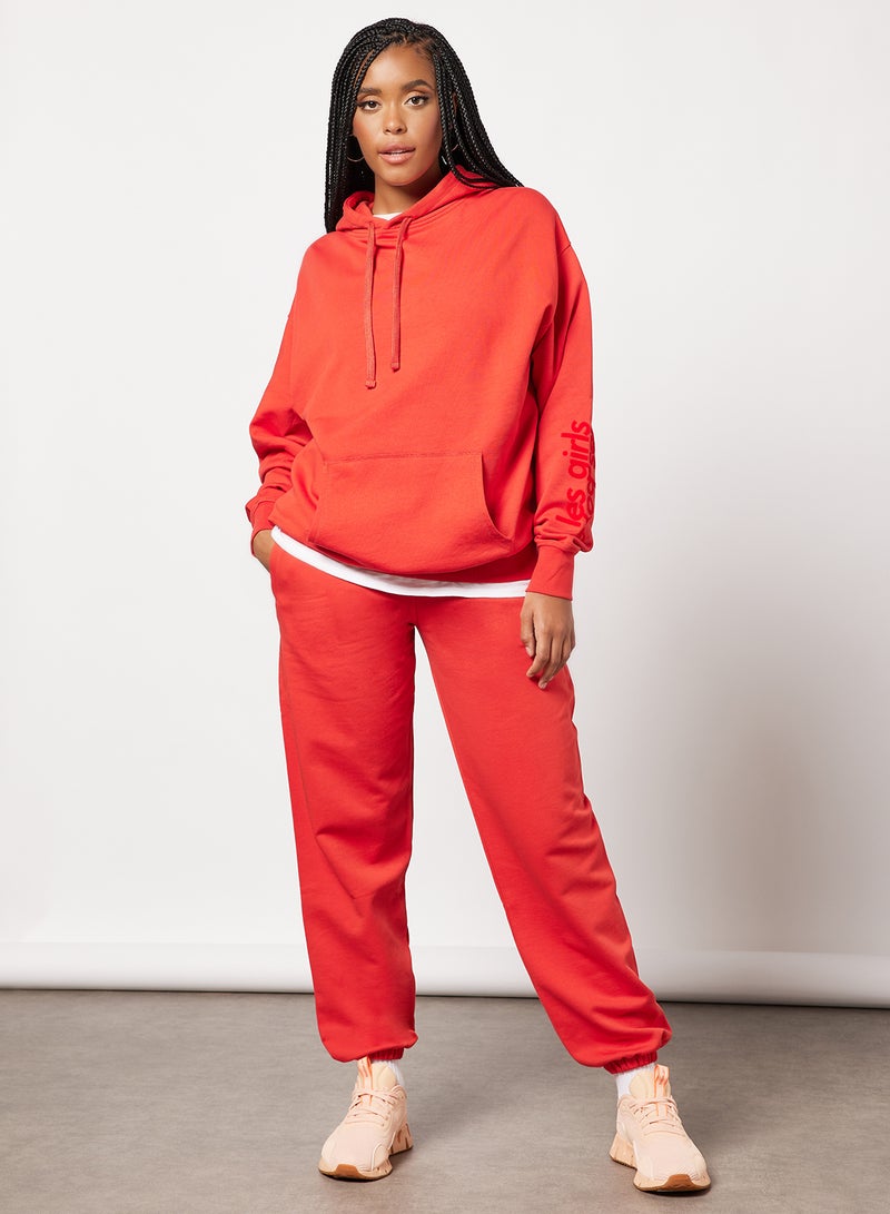 Basic Loose Fit Sweatpants Red