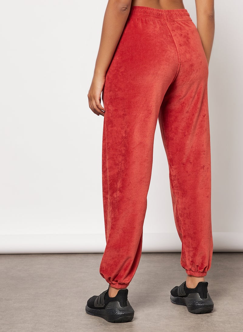 Velour Loose Fit Sweatpants Red