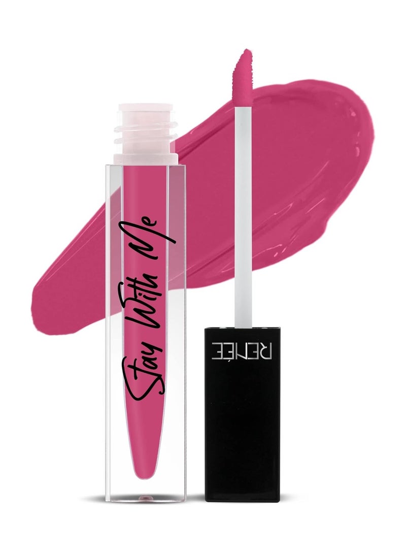 RENEE Stay With Me Matte Lip Color, Long Lasting, Non Transfer, Water & Smudge Proof, Light Weight Liquid Lipstick, Hots for Pink, 5ml