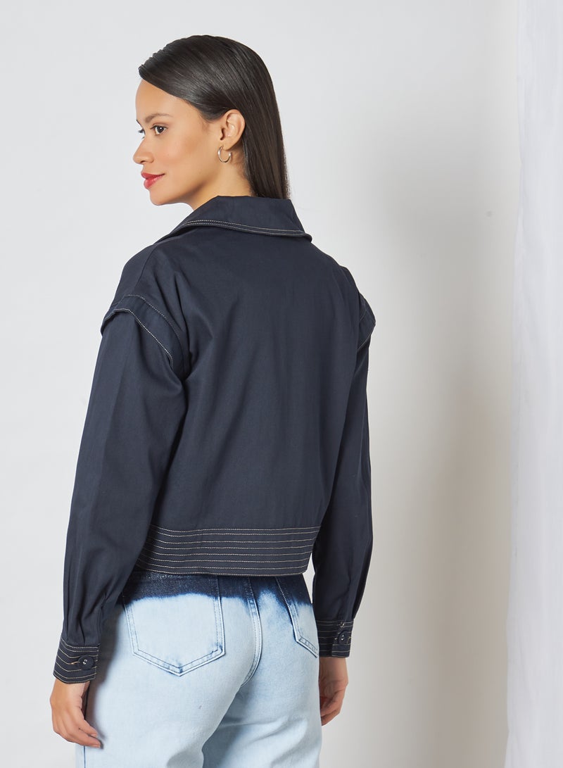 Extended Shoulder Jacket Navy