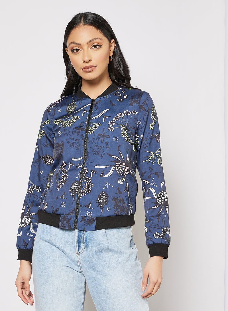 All-Over Print Bomber Jacket Blue