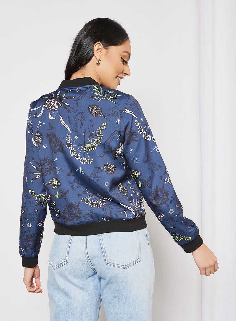 All-Over Print Bomber Jacket Blue