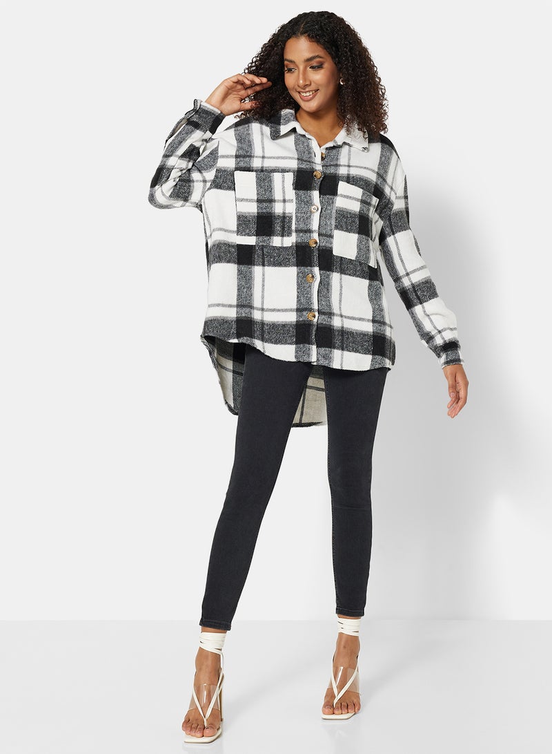 Oversized Flannel Shacket Black/White