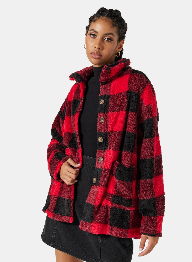 Checkered Relaxed Overcoat Multicolour