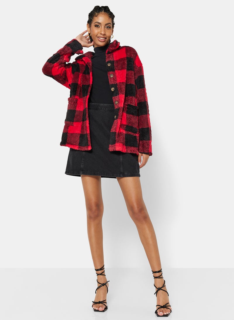 Checkered Relaxed Overcoat Multicolour