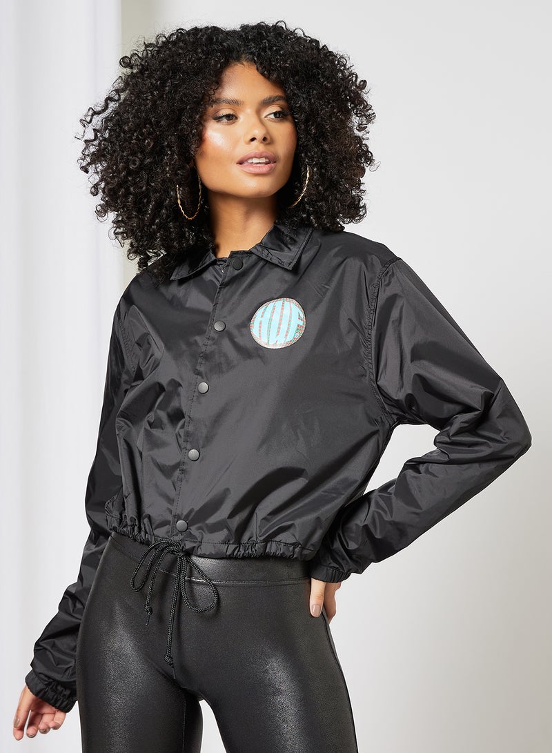 Hi-fi Crop Coaches Jacket Black