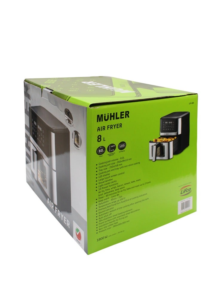 MUHLER 8L AIR FYER-1800W/1008739-1/LFF-800