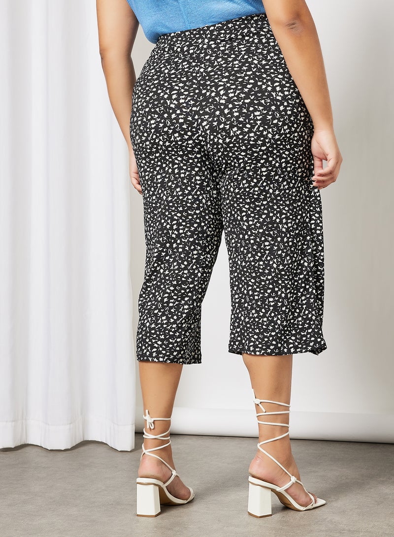 Plus Size Printed Pants Black