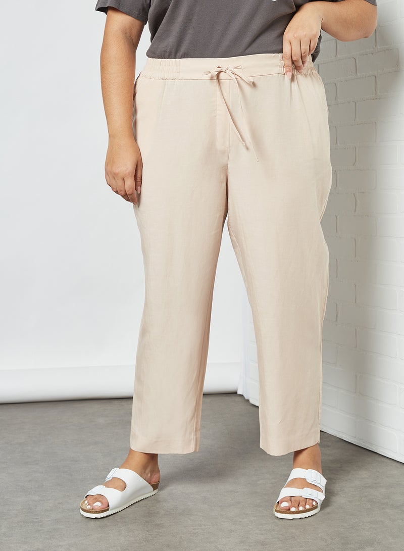 Plus Size Drawstring Waist Pants Pastel Pink