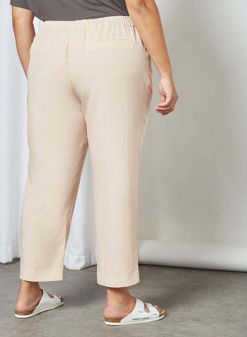 Plus Size Drawstring Waist Pants Pastel Pink