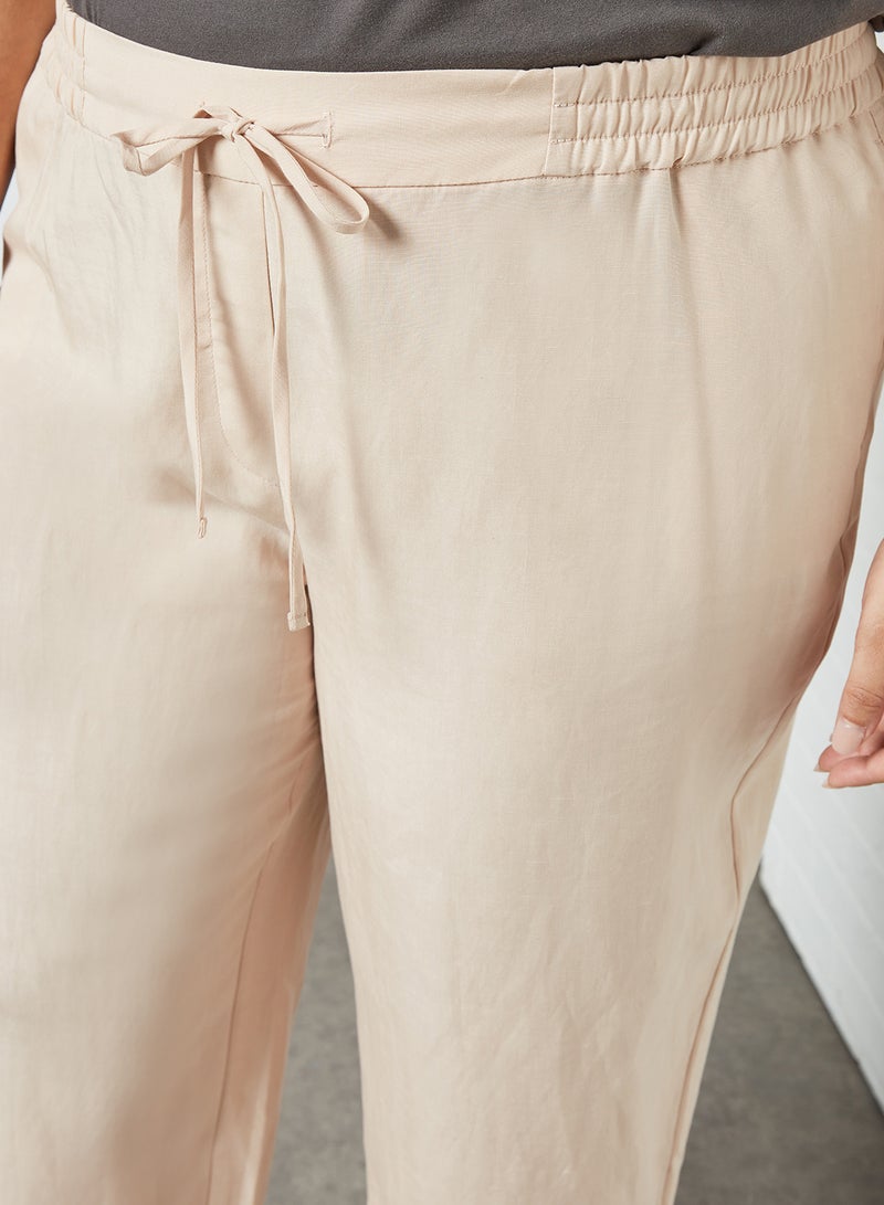 Plus Size Drawstring Waist Pants Pastel Pink