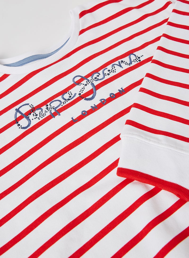 Kids/Teen Stripe Print Sweatshirt Red