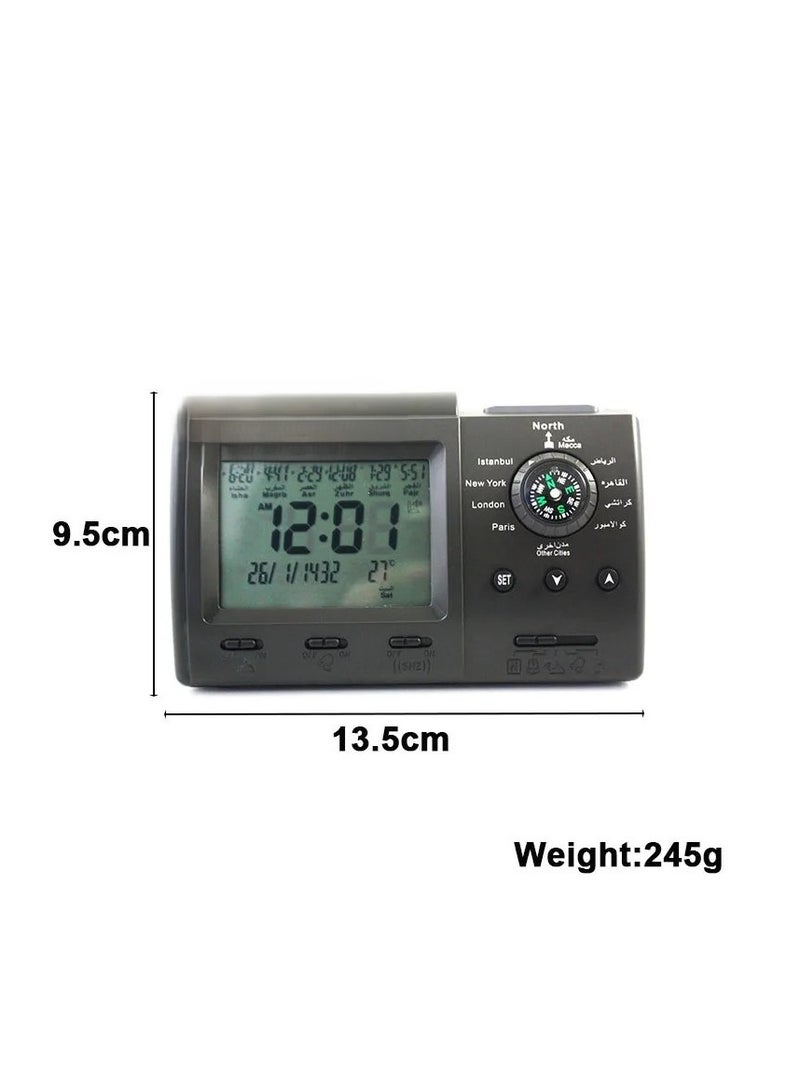 Digital LED Azan Alarm Clock with Qibla Direction for Islamic Prayer Times