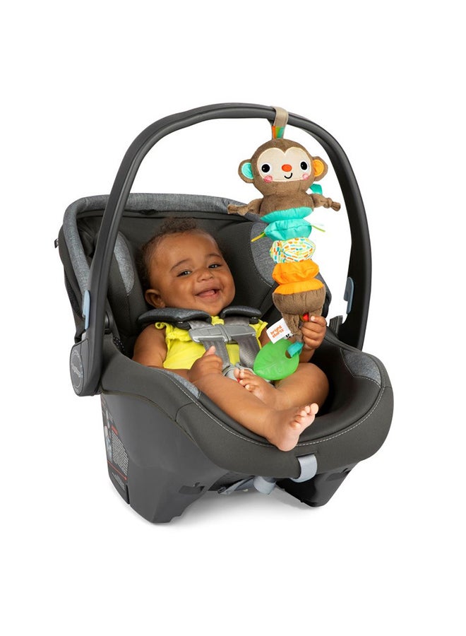 Bright Starts - Pull, Play & Boogie Musical Activity Toy for Stroller - Monkey - Unisex, Newborn +