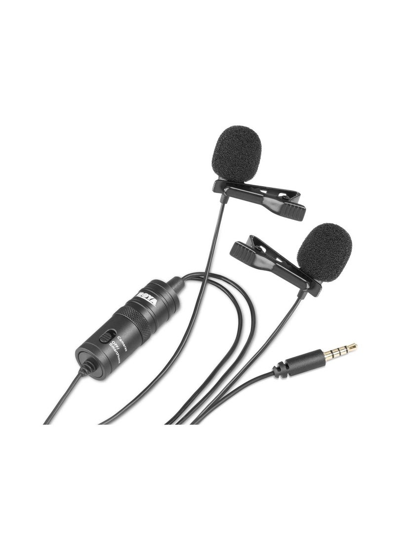 BOYA by M1 Universal 2 Person Dual Omnidirectional Lavalier Microphone for Cameras Smartphones Tablets Computers and Recorders