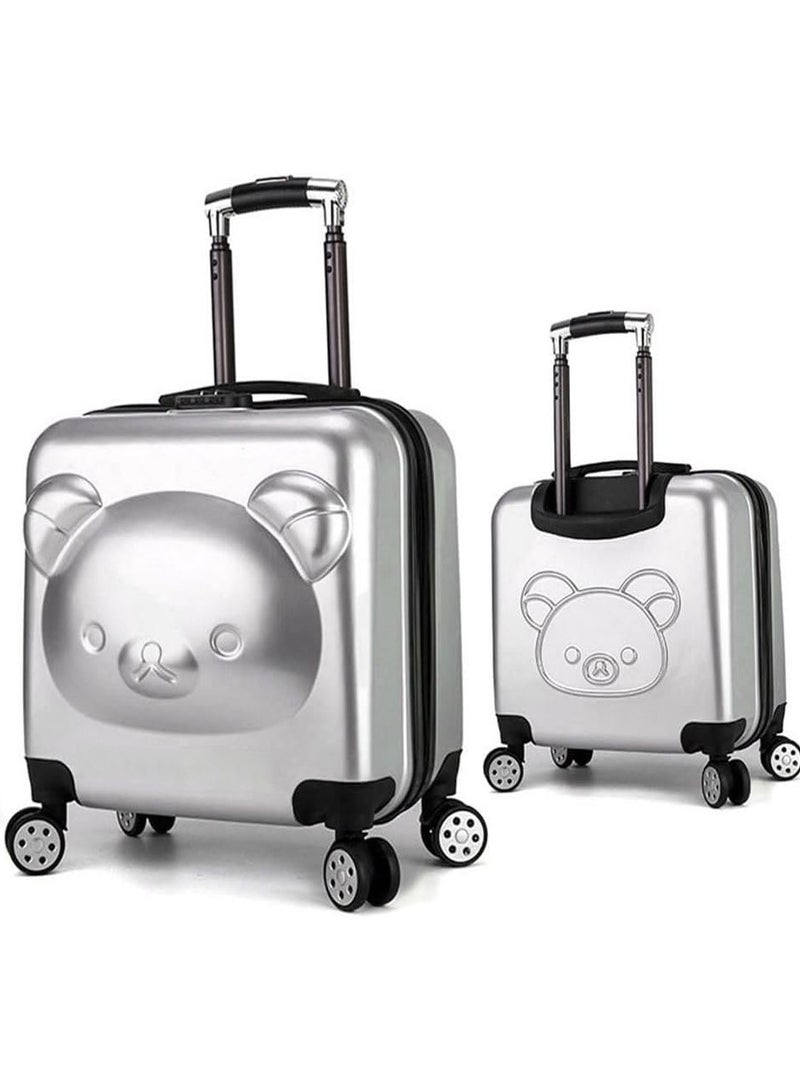 Kids Luggage Children's Travel Suitcase Kids Carry On Luggage 20 Inch Travel Luggage Hardside Rolling Suitcase Trolley Bag Case for Boys Toddlers Children Silver