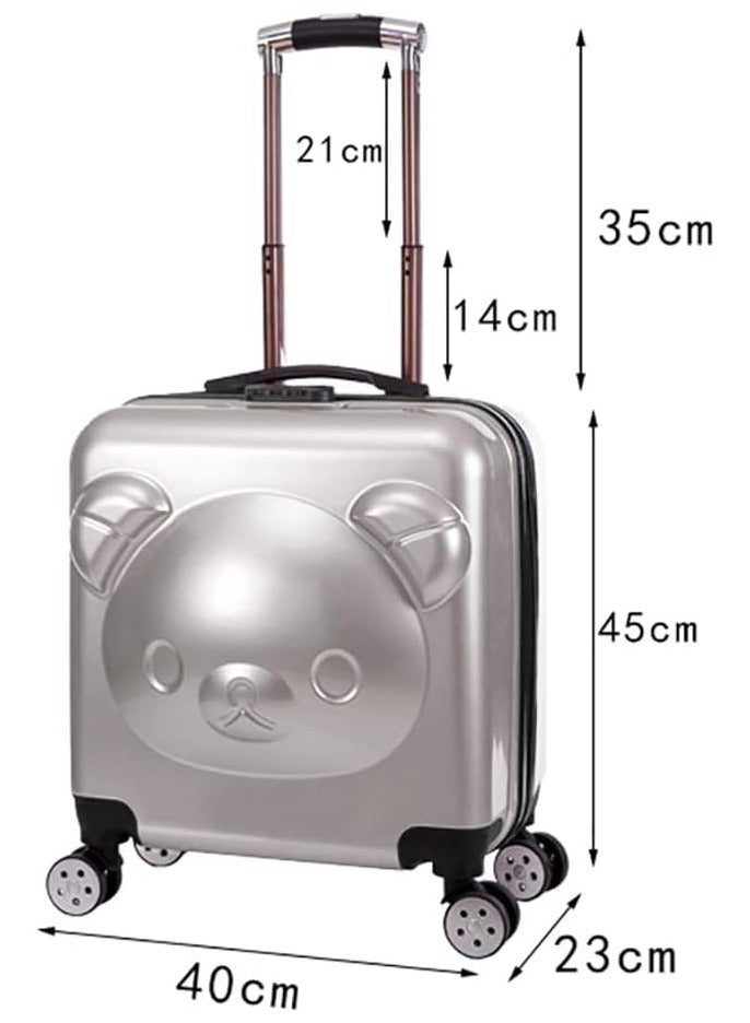 Kids Luggage Children's Travel Suitcase Kids Carry On Luggage 20 Inch Travel Luggage Hardside Rolling Suitcase Trolley Bag Case for Boys Toddlers Children Silver