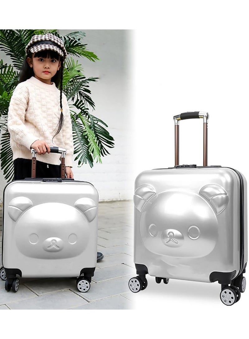 Kids Luggage Children's Travel Suitcase Kids Carry On Luggage 20 Inch Travel Luggage Hardside Rolling Suitcase Trolley Bag Case for Boys Toddlers Children Silver