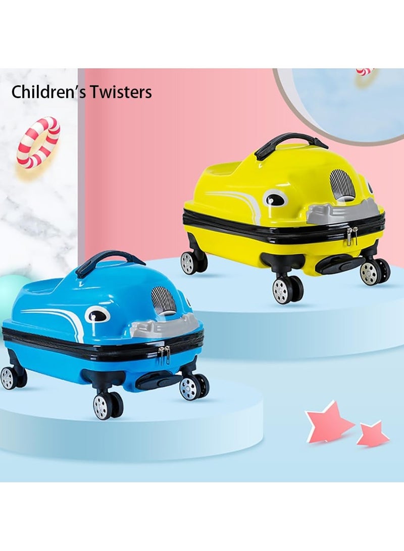 Kids Luggage Children's Travel Suitcase Kids Carry On Luggage 20 Inch Travel Luggage Hardside Rolling Suitcase Trolley Bag Case for Boys Toddlers Children Yellow Car