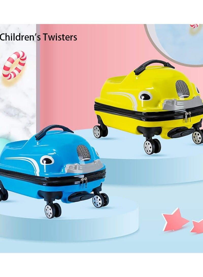 Kids Luggage Children's Travel Suitcase Kids Carry On Luggage 20 Inch Travel Luggage Hardside Rolling Suitcase Trolley Bag Case for Boys Toddlers Children Blue Car