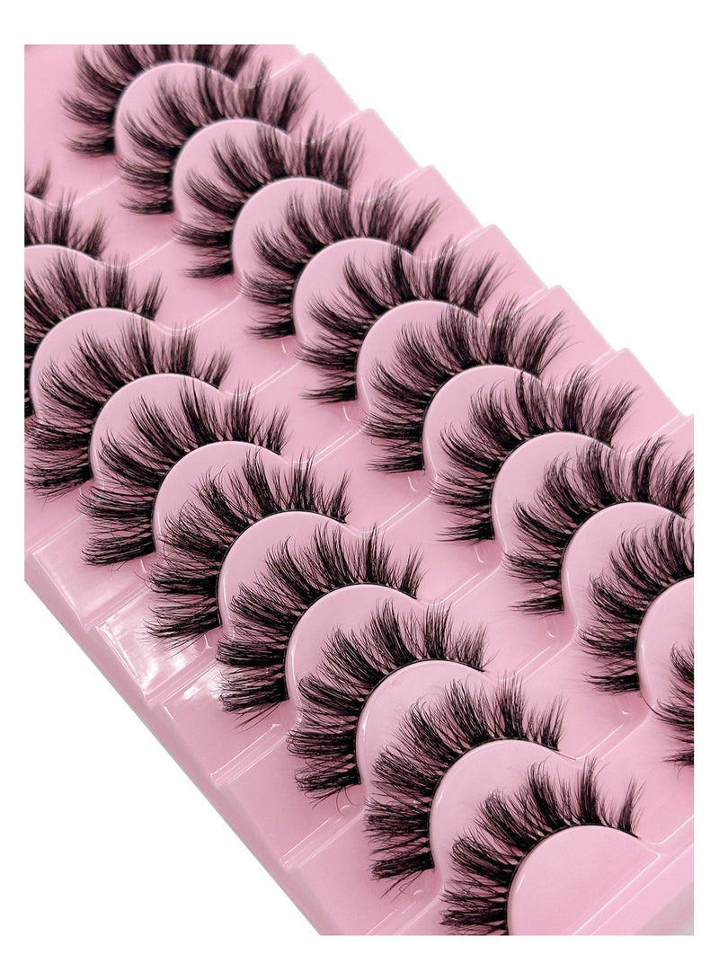 Reusable Natural Eyelash Simulation Curl False Eyelash Natural Look Fluffy Cat Eye Wispy Lashes 10 Pairs Black