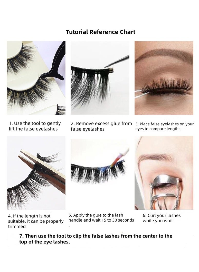 Reusable Natural Eyelash Simulation Curl False Eyelash Natural Look Fluffy Cat Eye Wispy Lashes 10 Pairs Black