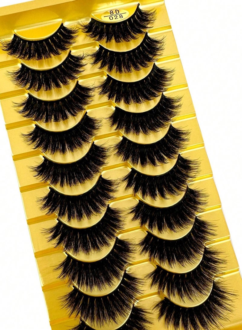 Reusable Natural Eyelash Simulation Curl False Eyelash 10 Pairs Black