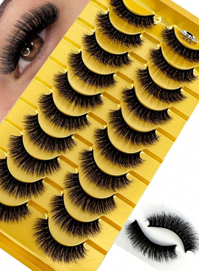 Reusable Natural Eyelash Simulation Curl False Eyelash 10 Pairs Black