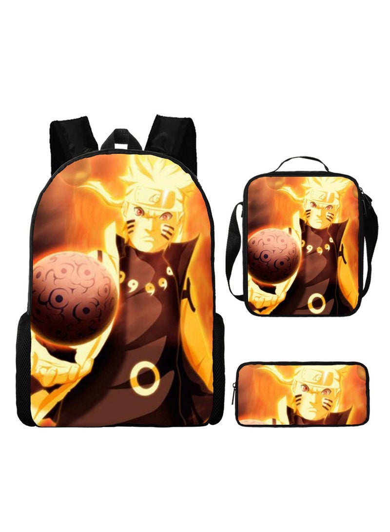 Cartoon Anime Student Backpack Three-Piece Set 29*42*16cm