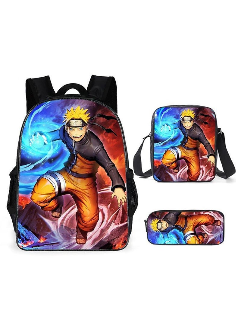 Cartoon Anime Student Backpack Three-Piece Set 29*42*16cm