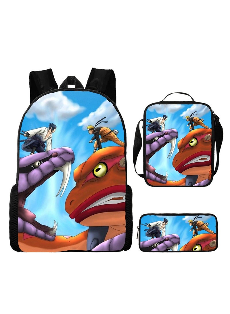 Cartoon Anime Student Backpack Three-Piece Set 29*42*16cm