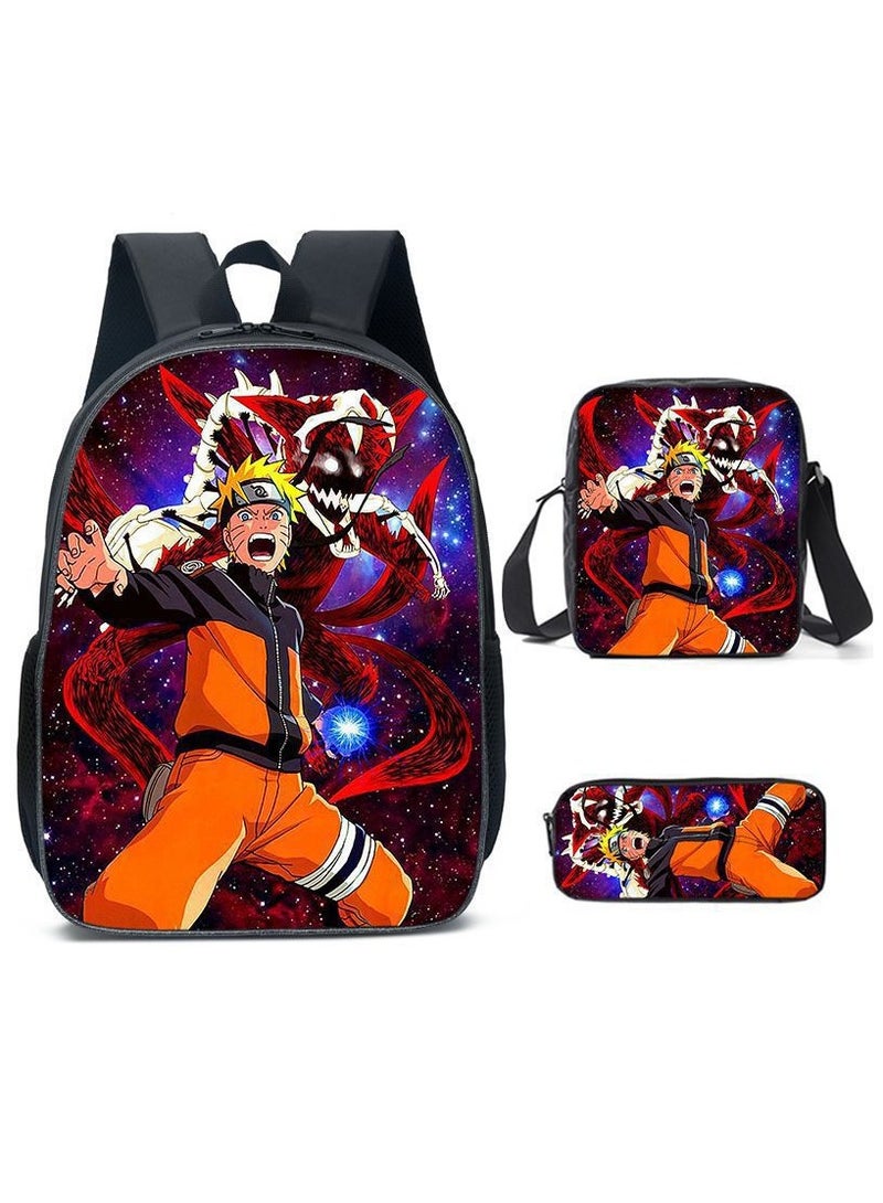 Cartoon Anime Student Backpack Three-Piece Set 29*42*16cm