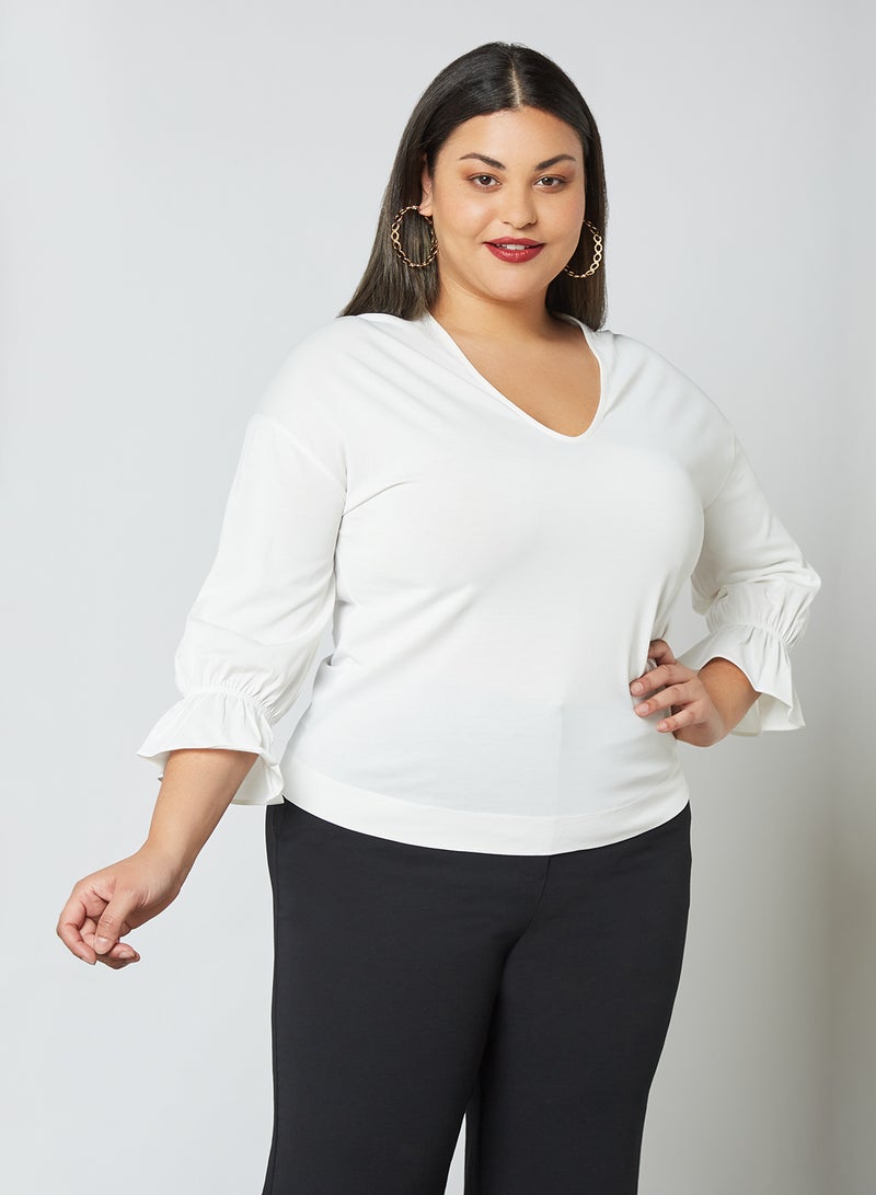 Plus Size Plain Top Offwhite