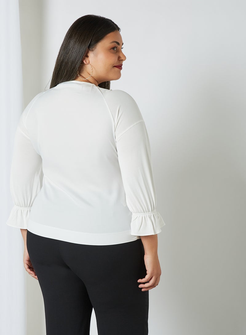 Plus Size Plain Top Offwhite