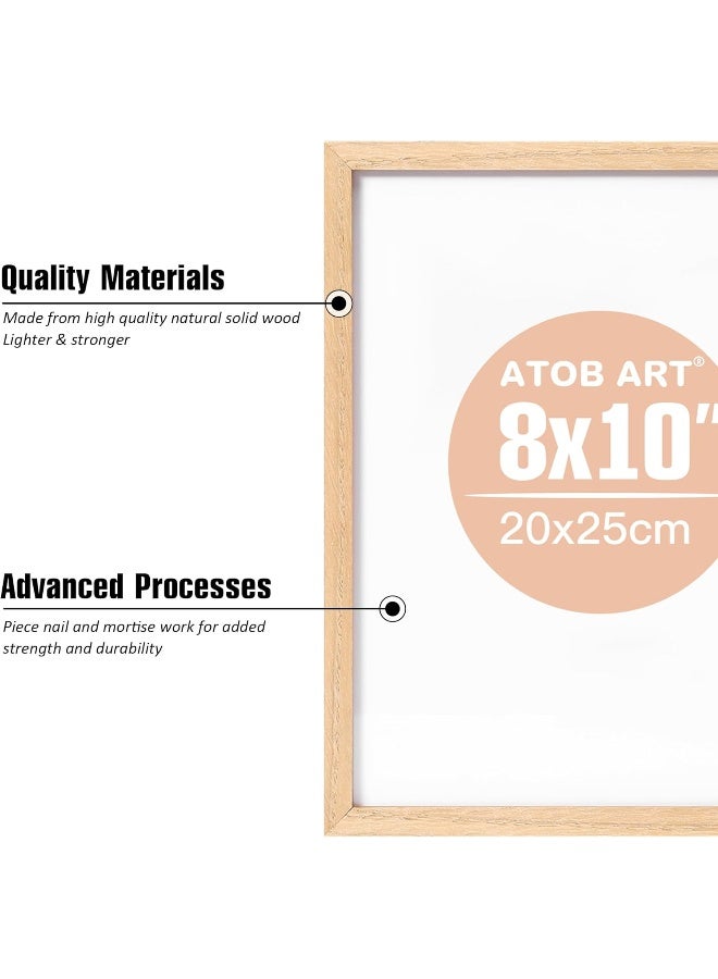 Atobart 8X10 Oak Natural Wood Photo Frame, 4 Pack Picture Frames Real Glass Front Wall Hanging Gallery For Wall And Tabletop Display, Set Of 5