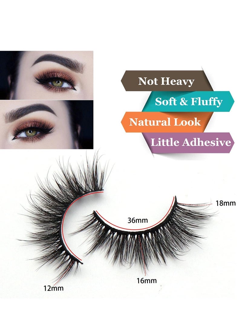 False Eyelashes 6 Pairs Fluffy Natural Faux Mink Strip 3D Lashes Long Thick Volume Fake Eye Lash Multipack