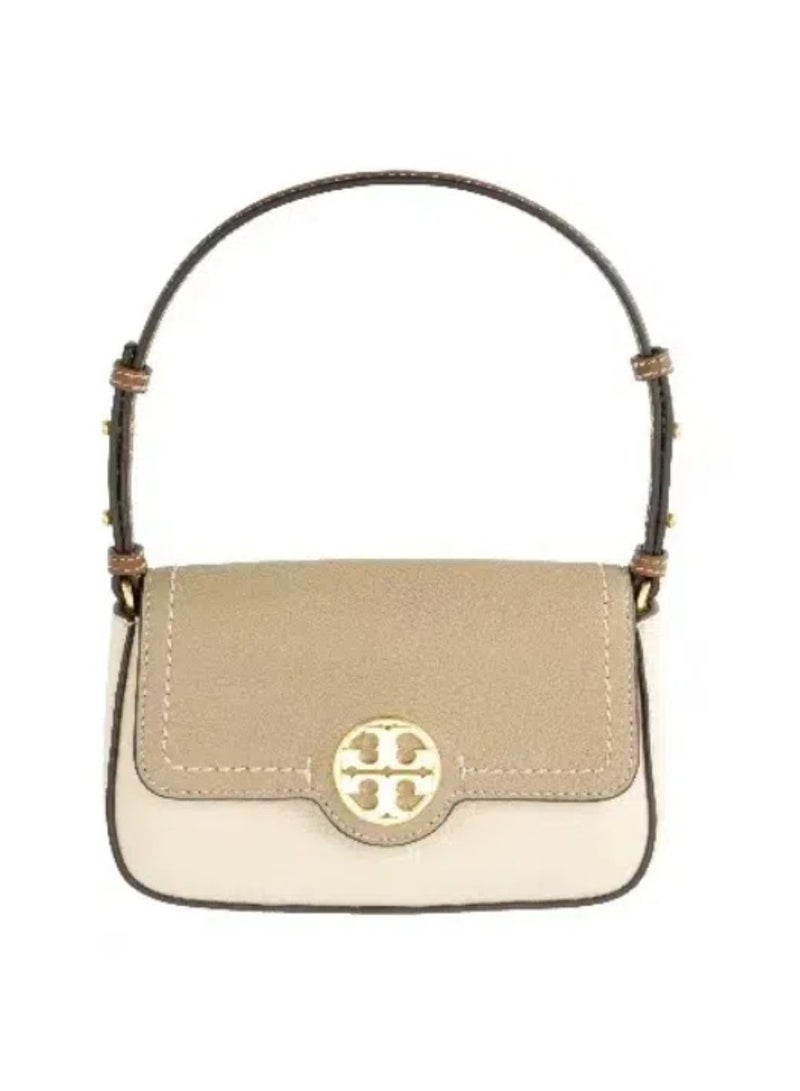 Tory Burch Miller Metal Double T Logo Flap Stitching Lychee Pattern Leather Shoulder Bag