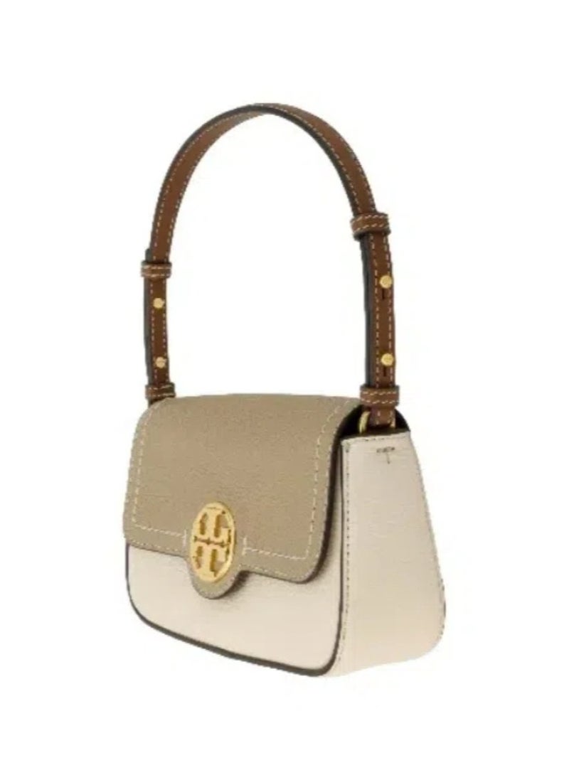 Tory Burch Miller Metal Double T Logo Flap Stitching Lychee Pattern Leather Shoulder Bag