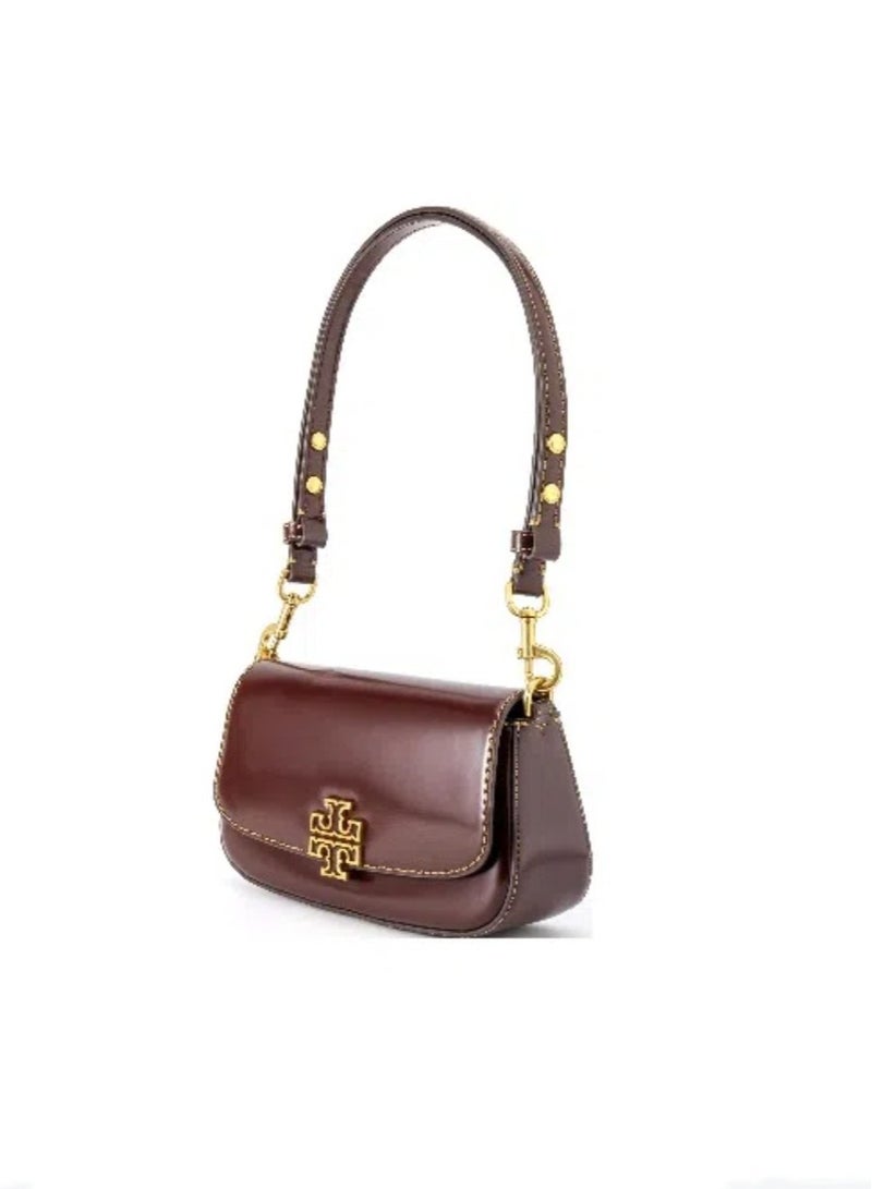 Tory Burch Britten Elegant Temperament Leather Underarm Bag Baguette Bag Tote Crossbody Shoulder Bag