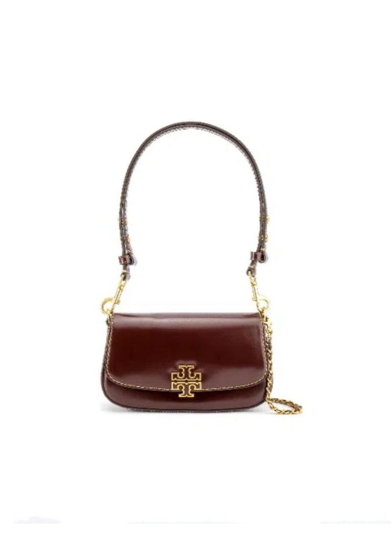 Tory Burch Britten Elegant Temperament Leather Underarm Bag Baguette Bag Tote Crossbody Shoulder Bag